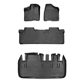 SMARTLINER Custom Floor Mats 2 Rows and Cargo Liner Behind 3rd Row Set Black Compatible With 2011-2012 Toyota Sienna 8 Passenger Model (SA0083/B0083/D0128)