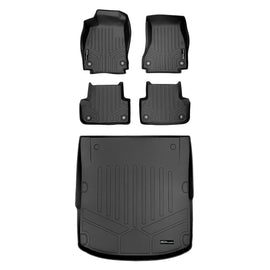 SMARTLINER Custom Fit All Weather Protection Black 2 Row Floor Liners & Cargo Liner behind the 2nd Row Seats Compatible With 2017-2025 Audi A4/S4 (SA0352/B0352/D0352)