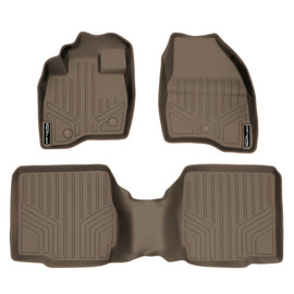 SMARTLINER Custom Fit Floor Mats 2 Row Liner Set Tan Compatible With 2011-2014 Ford Explorer with 2nd Row Center Console (SA1082/B1109)