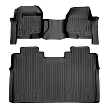 Load image into Gallery viewer, SMARTLINER Custom Fit Black 2 Row Floor Liner Set Compatible With 2017-2024 Ford F-250|F-350 Super Crew Cab with 1st Row Bench Seat with Over The Hump Coverage and no 2nd Row Under Seat Storage (SA0298/B0188)