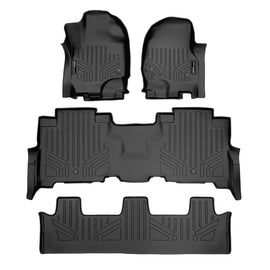 SMARTLINER Floor Mats 3 Row Liner Set Black Compatible With 2018-2022 Expedition / Navigator with 2nd Row Bench Seat (SA0350/B0351/C0351)