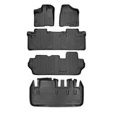 SMARTLINER Custom Floor Mats 3 Rows and Cargo Liner Behind 3rd Row Set Black Compatible With 2011-2012 Toyota Sienna 8 Passenger Model (SA0083/B0083/C0083/D0128)
