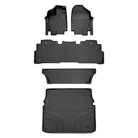 SMARTLINER Custom Fit Black 3 Row Floor Mats and Cargo Liner Behind 2nd Row Set Compatible With 2018-2025 Honda Odyssey (SA0325/B0325/C0325/D0325)