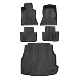 SMARTLINER All Weather Protection Custom Fit Black 2 Row Floor Mats and Cargo Liner Set Compatible With 2022-2024 Mercedes Benz C-Class (SA0740/B0740/D0740)