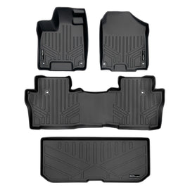 SMARTLINER Custom Fit Floor Mats 2 Rows and Cargo Liner Behind 3rd Row Set Black Compatible With 2016-2022 Honda Pilot (SA0200/B0200/E0200)