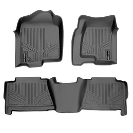 SMARTLINER Floor Mats Liner Set Grey Compatible With 99-07 Silverado/Sierra 1500/2500/3500 Crew Cab / 2000-06 Escalade/Suburban/Yukon XL (SA2178/B2178)
