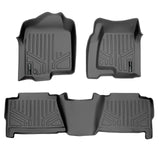 SMARTLINER Floor Mats Liner Set Grey Compatible With 99-07 Silverado/Sierra 1500/2500/3500 Crew Cab / 2000-06 Escalade/Suburban/Yukon XL (SA2178/B2178)