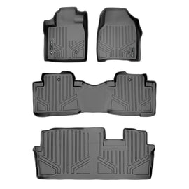 SMARTLINER Custom Fit Floor Mats 3 Row Liner Set Grey Compatible With 2009-2015 Honda Pilot (SA2036/B2036/C2036)