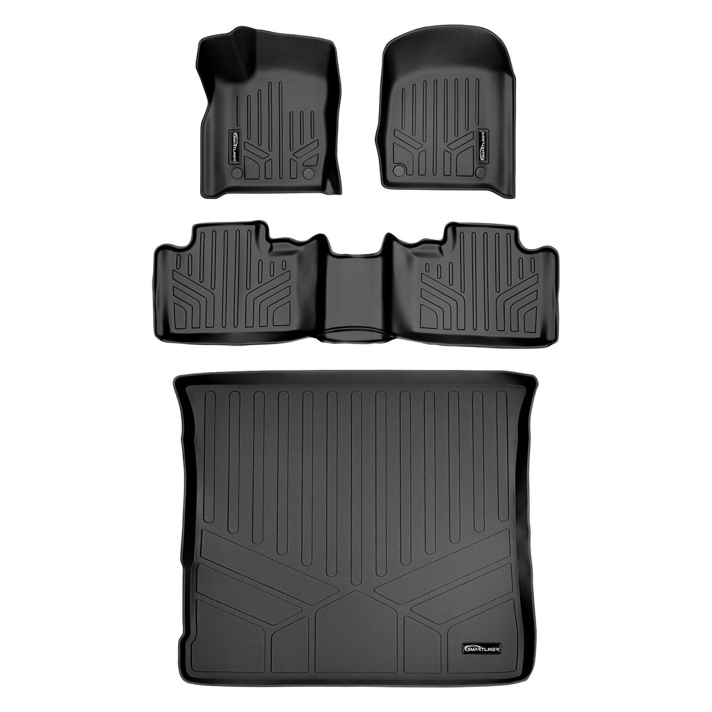 SMARTLINER Custom Fit Floor Mats 2 Rows and Cargo Liner Set Black Compatible With 2016-2022 Jeep Grand Cherokee (SA0315/B0071/D0071)