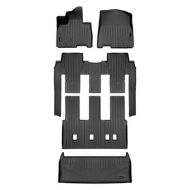 SMARTLINER Custom Fit Black 3 Row & Cargo Liner Behind the 3rd Row Floor Mat Liner Set Compatible With 2022-2023 Kia Carnival MPV (SA0556/B0556/C0556/E0556)