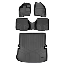 SMARTLINER Floor Mats 2 Rows and Cargo Liner Behind 2nd Row Set Black Compatible With 2015-2016 Ford Explorer with 2nd Row Center Console (SA0161/B0109/D0082)