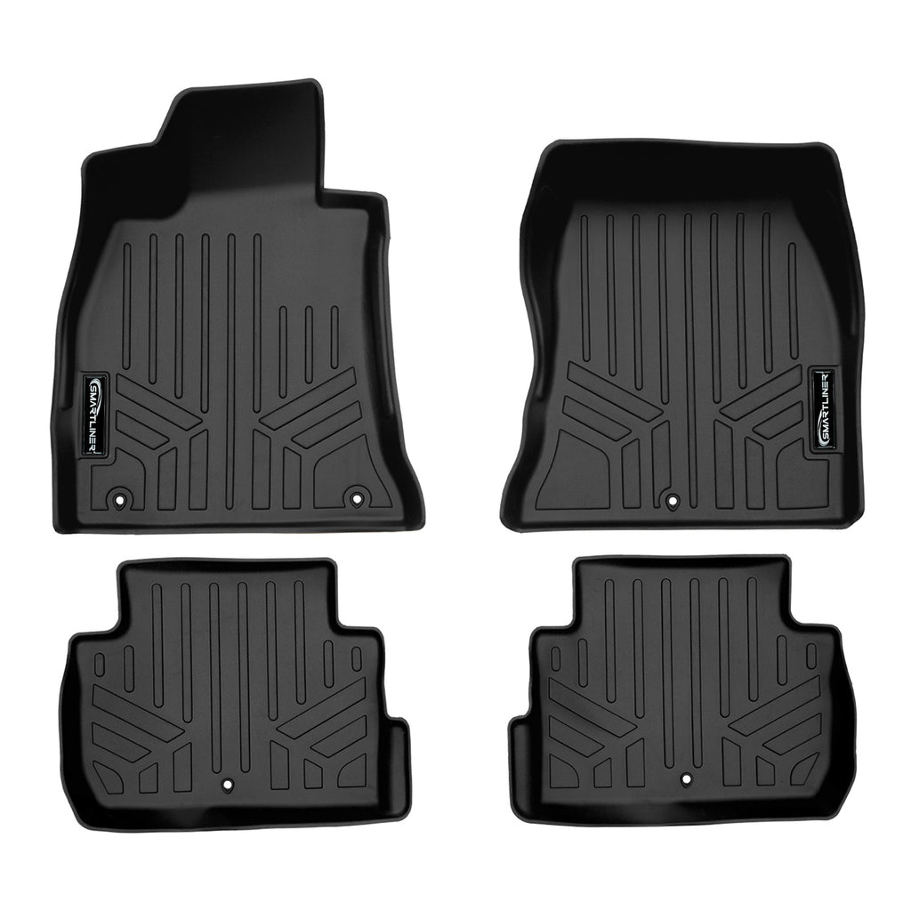 SMARTLINER Custom Fit All Weather 2 Row Black Floor Mat Liner Set Compatible With 2018-2023 Kia Stinger Models) (SA0554/B0554)