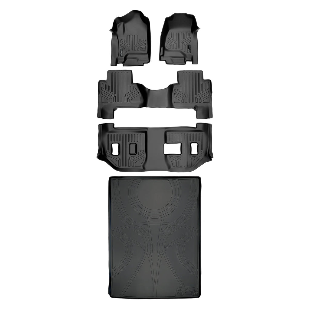 SMARTLINER Custom Fit Floor Mats 3 Rows and Cargo Liner Behind 2nd Row Set Black Compatible With 2015-2020 Cadillac Escalade ESV (SA0136/B0166/C0166/D0159)
