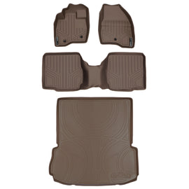 SMARTLINER Custom Fit Floor Mats and Cargo Liner Set Tan Compatible With 2017-2019 Ford Explorer with 2nd Row Center Console (SA1245/B1109/D1082)