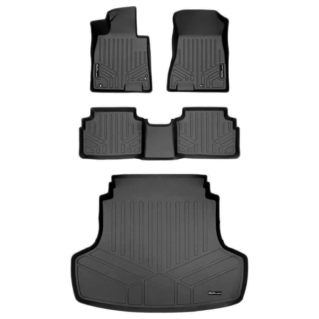 SMARTLINER Custom Floor Mats and Cargo Liner Set Black Compatible With 2020-2023 Hyundai Sonata (SA0491/B0491/D0491)