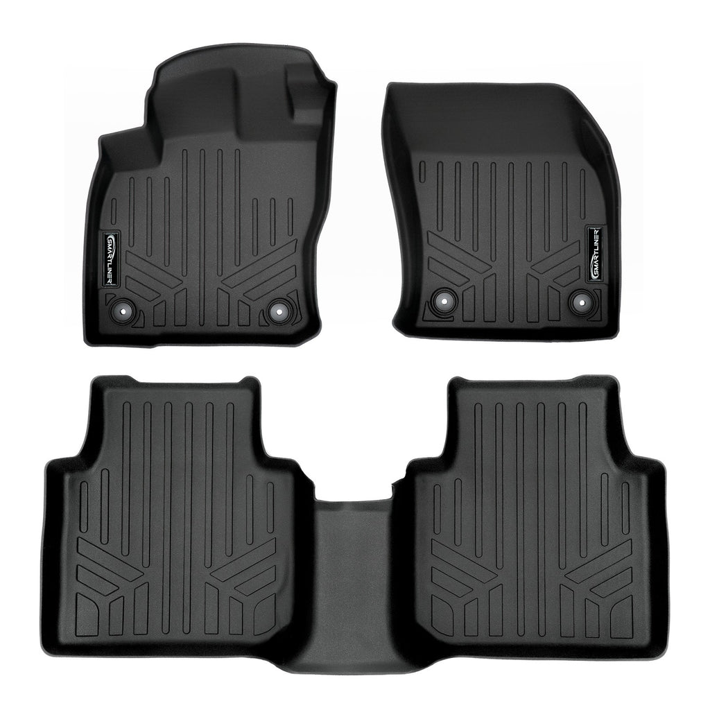 SMARTLINER Custom Fit Floor Mats 2 Row Liner Set Black Compatible With 2018-2023 Volkswagen Tiguan - All Models (SA0270/B0270)