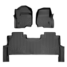 Load image into Gallery viewer, SMARTLINER Custom Floor Mats 2 Row Liner Set Black Compatible With 2017-2024 Ford F-250/F-350 Super Duty Crew Cab with 1st Row Bench Seat (SA0246/B0298)