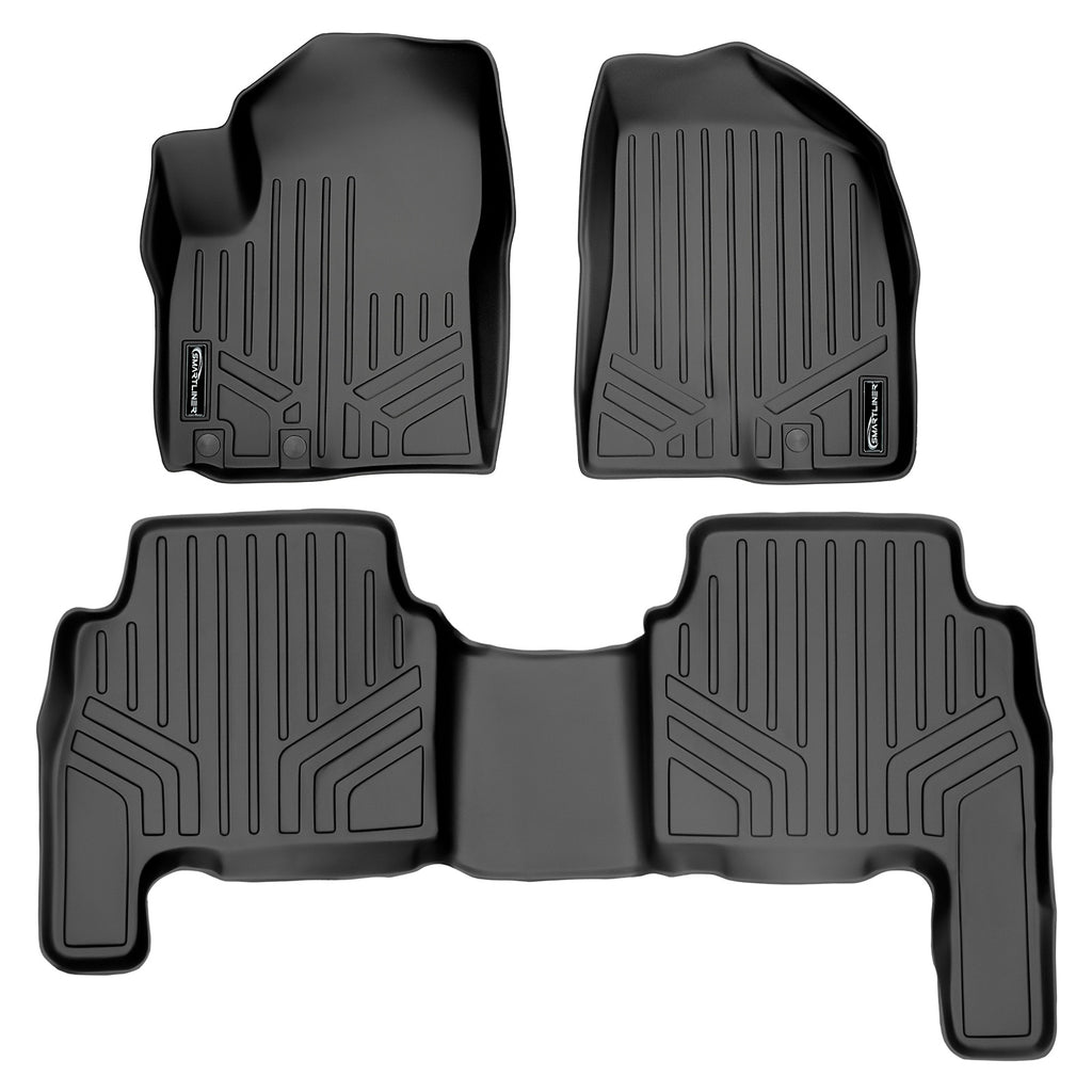 SMARTLINER Custom Fit Floor Mats 2 Row Liner Set Black Compatible With 2011-2013 Kia Sorento - All Models (SA0079/B0079)