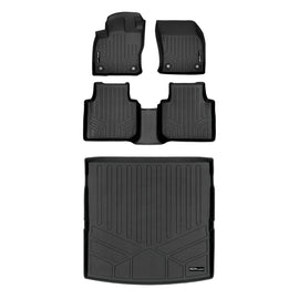 SMARTLINER Custom Fit Floor Mats 2 Rows and Cargo Liner Behind 2nd Row Set Black Compatible With 2018-2021 Volkswagen Tiguan 7 Passenger (SA0270/B0270/D0431)