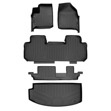 Load image into Gallery viewer, SMARTLINER Floor Mats 3 Rows and Cargo Liner Behind 3rd Row Set Black Compatible With 2018-2022 Buick Enclave with 2nd Row Bench Seat (SA0345/B0343/C0343/E0345)