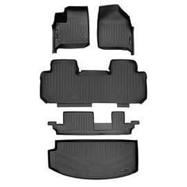 SMARTLINER Floor Mats 3 Rows and Cargo Liner Behind 3rd Row Set Black Compatible With 2018-2022 Buick Enclave with 2nd Row Bench Seat (SA0345/B0343/C0343/E0345)