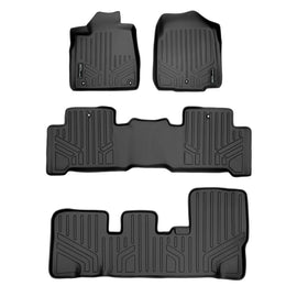 SMARTLINER Custom Fit All Weather Protection Black 3 Row Floor Liners Compatible With 2007-2013 Acura MDX (SA0084/B0084/C0084)