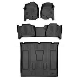 SMARTLINER Custom Fit All Weather Protection Black 2 Row Floor Liners & Cargo Liner behind the 2nd Row Seats Compatible With 2007-2014 Cadillac Escalade (SA0015/B0099/D0045)