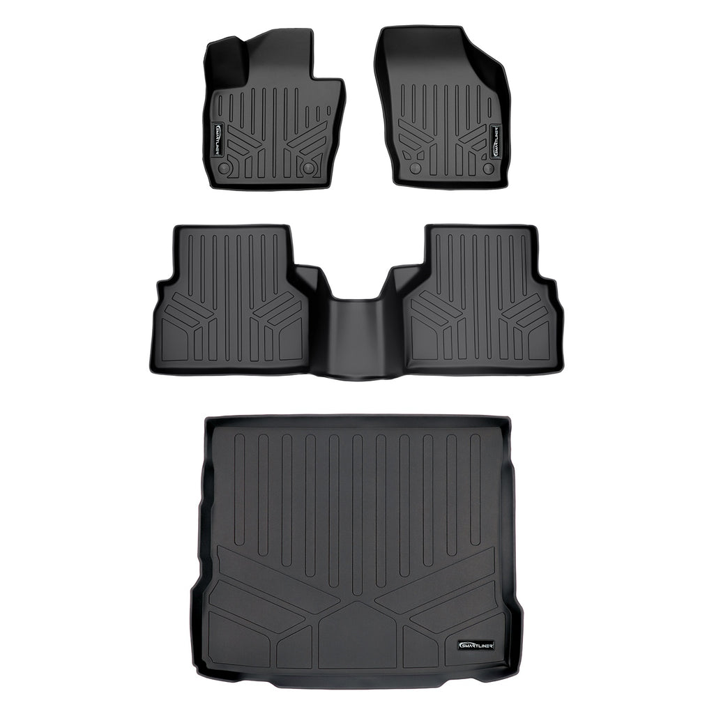 SMARTLINER Custom Fit All Weather Protection Black 2 Row Floor Liners & Cargo Liner behind the 2nd Row Seats Compatible With 2015-2018 Audi Q3 (SA0365/B0365/D0365)