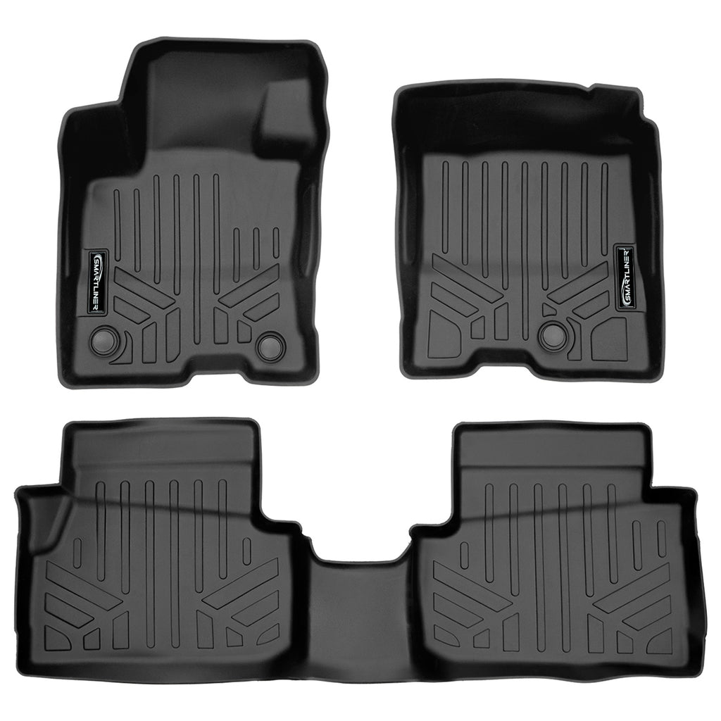 SMARTLINER Custom Fit All Weather Black 2 Row Floor Mat Liner Set Compatible With 2022-2024 Ford Maverick (SA0591/B0591)