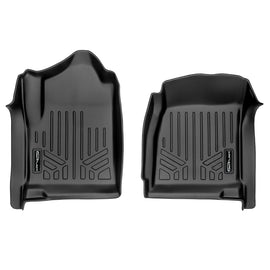 SMARTLINER Floor Mats 1st Row Set Black Compatible With 2014-18 Silverado/Sierra 1500 - 2015-18 2500/3500 HD Regular Cab with Vinyl Floor (SA0348)
