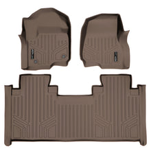 Load image into Gallery viewer, SMARTLINER Custom Floor Mats 2 Row Liner Set Tan Compatible With 2017-2022 Ford F-250/F-350 Super Duty SuperCab with 1st Row Bench Seat (SA1246/B1199-P)