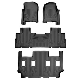 SMARTLINER Floor Mats 3 Row Liner Set Black Compatible With 07-10 Expedition EL / Navigator L with 2nd Row Bucket Seats without Console (SA0346/B0303/C0186)