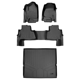 SMARTLINER Custom Fit Floor Mats 2 Rows and Cargo Liner Behind 2nd Row Set Black 2015 Tahoe / Yukon with 2nd Row Bench Seats (SA0136/B0445/D0153)