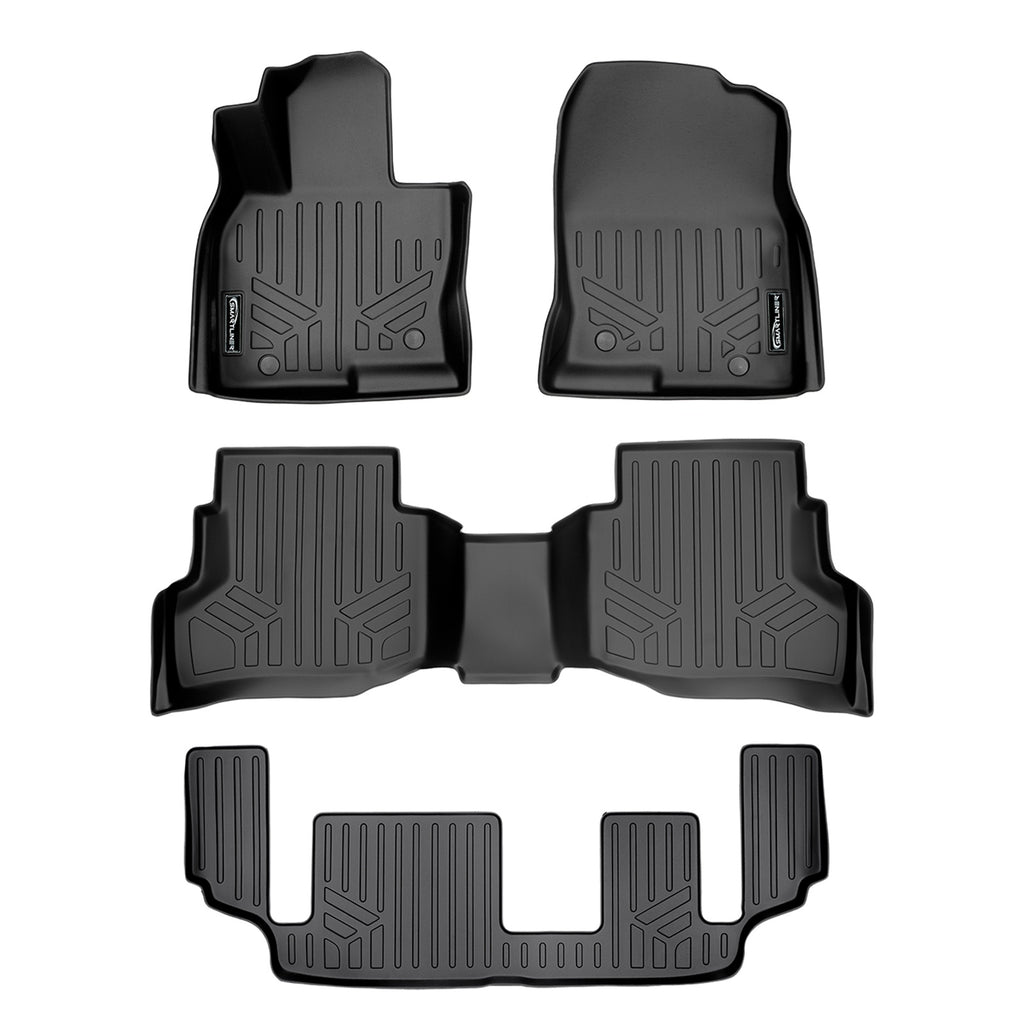 SMARTLINER Custom Fit All Weather Protection Black 3 Row Floor Liners Compatible With 2016-2023 Mazda CX-9 (SA0257/B0257/C0257)