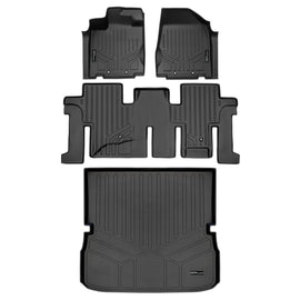 SMARTLINER Custom Fit All Weather Protection Black 2 Row Floor Liners & Cargo Liner behind the 2nd Row Seats Compatible With 2014-2020 Infiniti QX60 (SA0131/B0131/D0131)