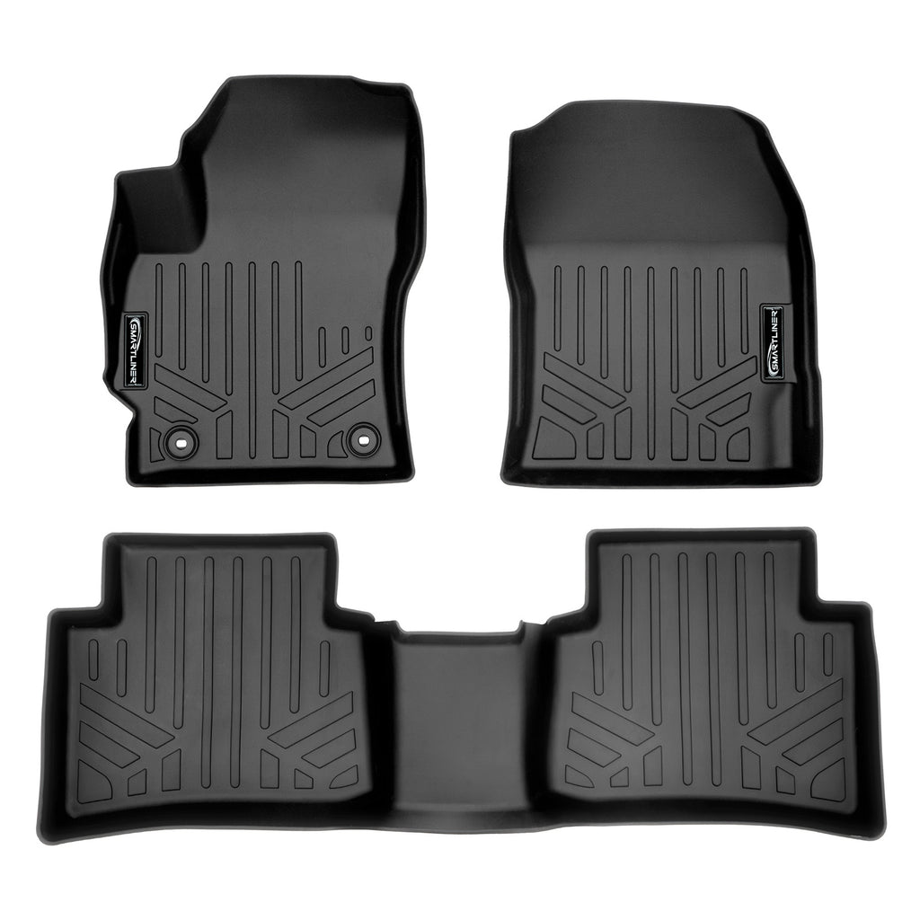 SMARTLINER Custom Fit Floor Mats 2 Row Liner Set Black Compatible With 2020-2023 Toyota Corolla Sedan (SA0424/B0462)