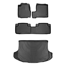 SMARTLINER Custom Fit All Weather Protection Black 2 Row Floor Liners & Cargo Liner behind the 2nd Row Seats Compatible With 2007-2011 Honda CR-V (SA0021/B0021/D0014)