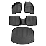 SMARTLINER Floor Mats 2 Rows and Cargo Liner Behind 3rd Row Set Black Compatible With 2015-2016 Ford Explorer with 2nd Row Center Console (SA0161/B0109/E0082)