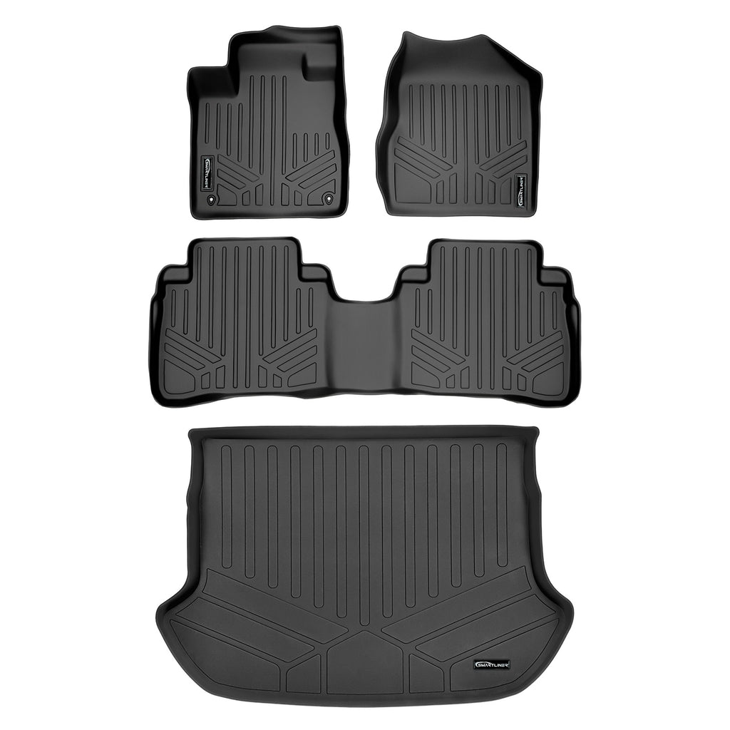 SMARTLINER Custom Fit All Weather Protection Black 2 Row Floor Liners & Cargo Liner behind the 2nd Row Seats Compatible With 2009-2014 Nissan Murano (SA0055/B0055/D0055)