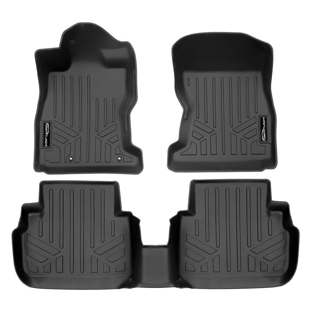 SMARTLINER All Weather Protection Custom Fit Black 2 Row Floor Mat Liner Set Compatible With 2022-2024 Subaru WRX (SA0720/B0358)