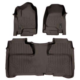 SMARTLINER Custom Fit Floor Mats 2 Row Liner Set Cocoa Compatible With Crew Cab 2014-2020 Silverado/Sierra 1500 - 2015-2019 2500/3500 HD (SA3136/B3136)