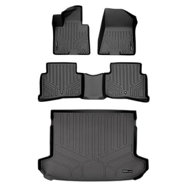 SMARTLINER Custom Fit Floor Mats and Cargo Liner Behind 2nd Row Upper Deck Set Black Compatible With 2017-2022 Kia Sportage (SA0244/B0206/D0244)