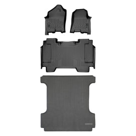 SMARTLINER Floor Mats 2 Rows - Truck Bed Mat Liner Set Black Compatible With 2019-22 Ram 1500 Crew Cab Short Bed W/o Underseat Storage (SA0369/B0369/K0369)