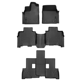 SMARTLINER Custom Fit All Weather Protection Black 3 Row Floor Mat Liner Set Compatible With 2023-2024 Toyota Sequoia (SA0699/B0699/C0699)