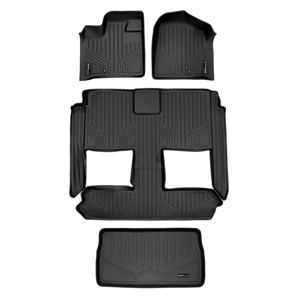SMARTLINER Floor Mats 3 Rows - Cargo Liner Behind 3rd Row Set Black 08-2020 Caravan / 08-2016 Town & Country (SA0046/B0046/D0046)