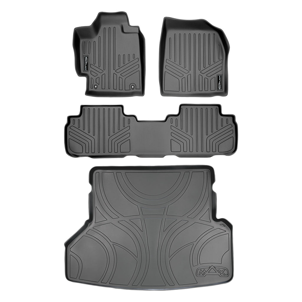 SMARTLINER Custom Fit Floor Mats 2 Rows and Cargo Liner Set Grey Compatible With 2008-2013 Toyota Highlander Non Hybrid (SA2038/B2037/D2057)