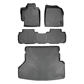 SMARTLINER Custom Fit Floor Mats 2 Rows and Cargo Liner Set Grey Compatible With 2008-2013 Toyota Highlander Non Hybrid (SA2038/B2037/D2057)