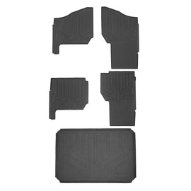 SMARTLINER 2 Row Rubber Floor Liners & Bed Mat Liner Set Black Compatible With 2019-2021 Polaris Ranger Crew XP 1000 (UA0101/UB0101/UK0102)
