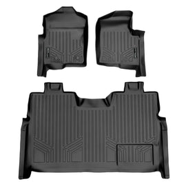 SMARTLINER Custom Fit Floor Mats 2 Row Liner Set Black Compatible With 2011-2014 Ford F-150 SuperCrew Cab (SA0094/B0028)