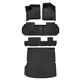 SMARTLINER Custom Fit All Weather 3 Row Floor Mats and Cargo Liner Behind 2nd Row Set Black Compatible with 2024-2025 Chevrolet Traverse (SA0757/B0757/C0757/D0757)